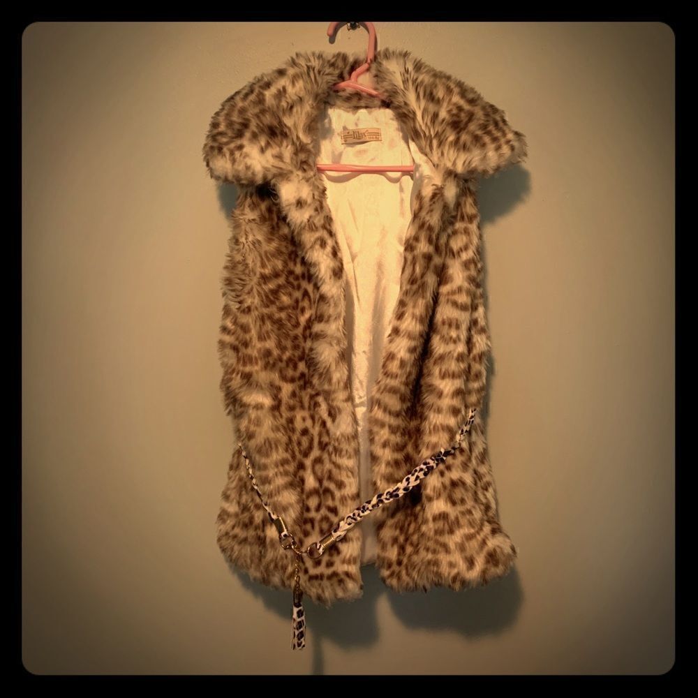 Lilax leopard print fur vest